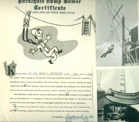 Marie Lepore Parachute Jump Certificate 1957